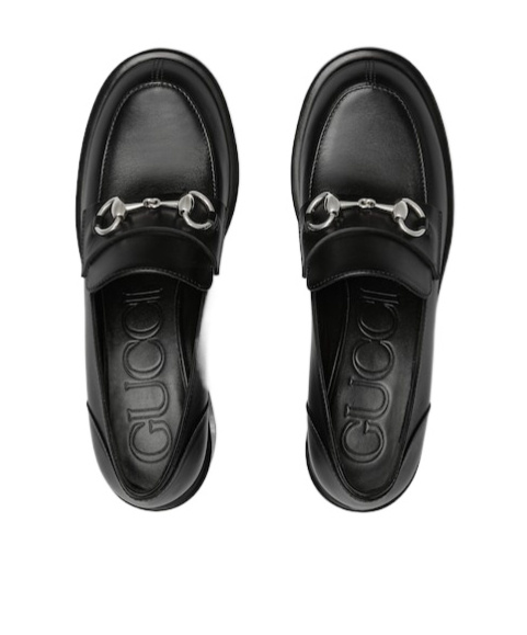 Gucci Women's Heeled Loafer With Horsebit In Black