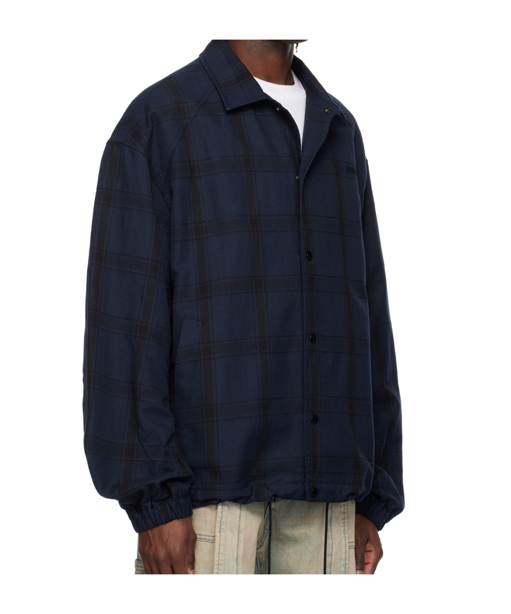 Juunj Core Check Overshirt In Black