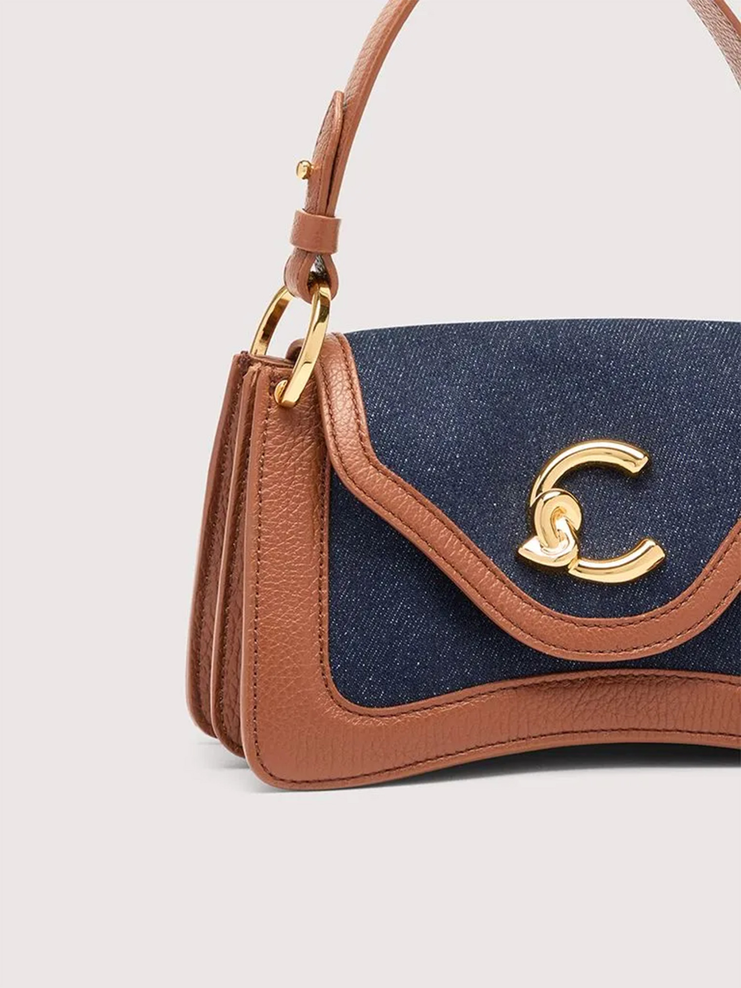 Coccinelle Mini C-me Denin Cross Body Bag In Blue