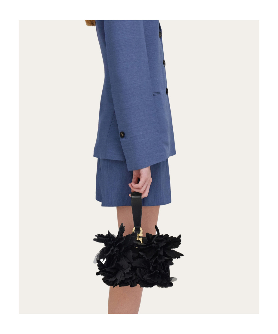 Ferragamo Mini Clutch With Floral Detailing In Black