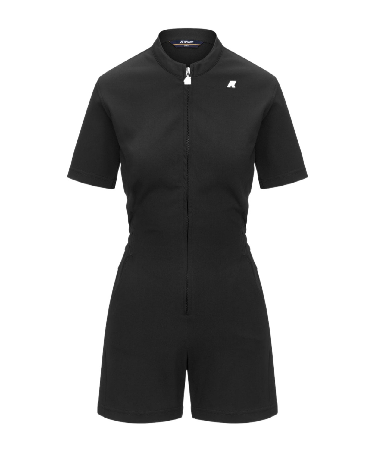 K-way Zippered Short-sleeved Jumpsuit In Black
