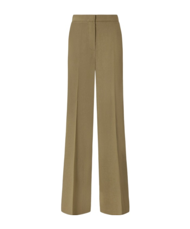 Pinko Wide Leg Linen Blend Trousers In Green