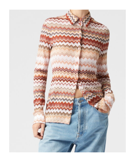 Missoni Metallic Zigzag Button-up Shirt In Pink
