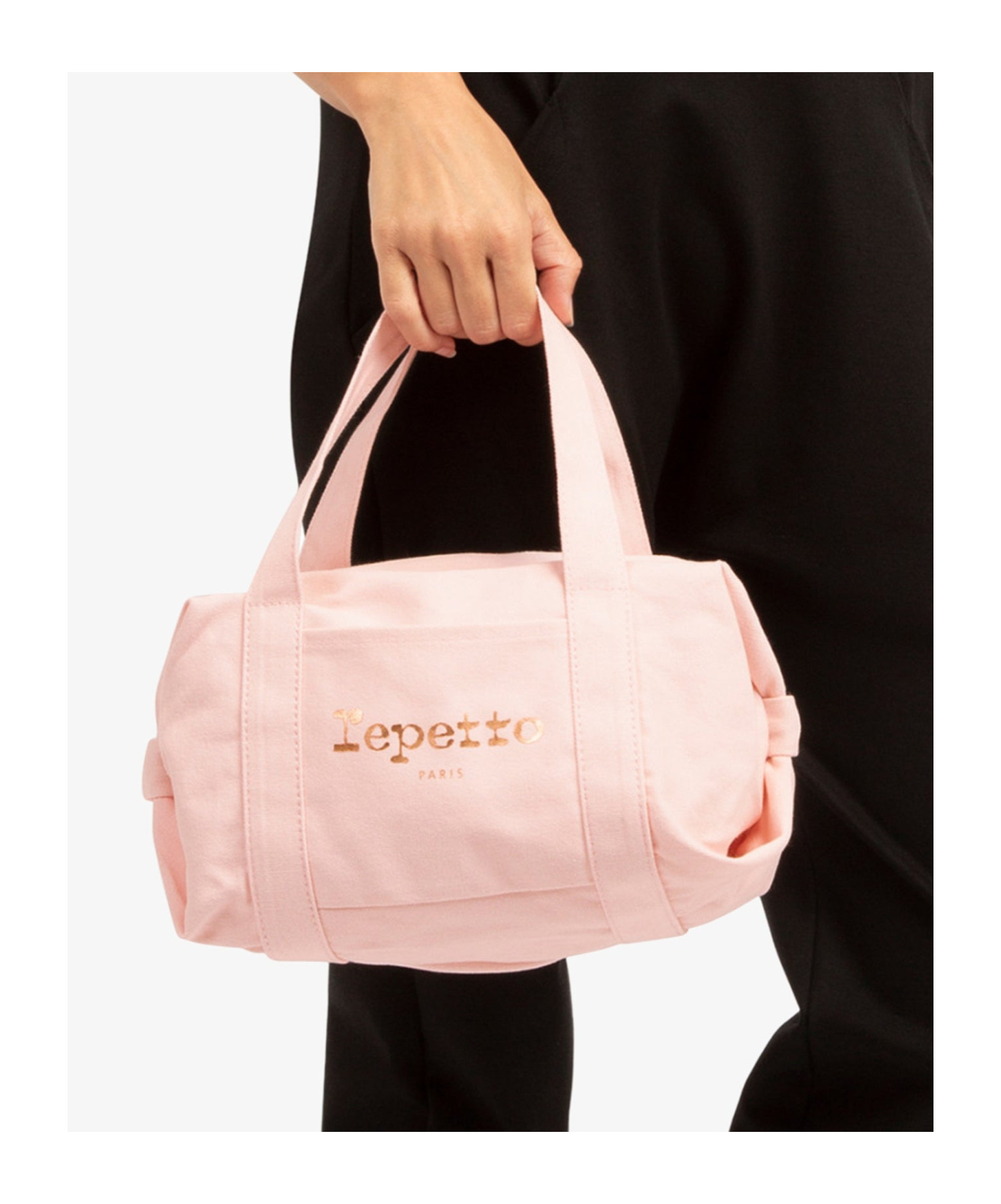 Repetto Small Cotton Duffle Bag With Logo In Pink