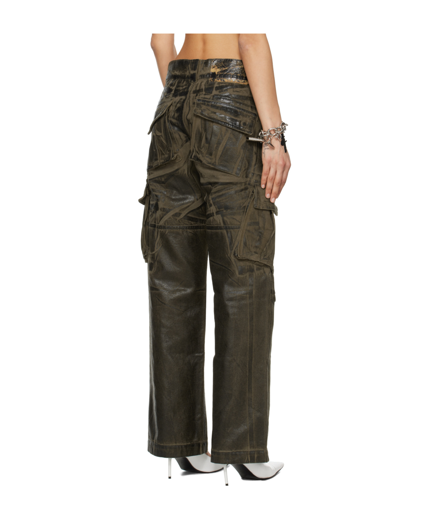 Vaquera Khaki Low-rise Cargo Pants In Brown