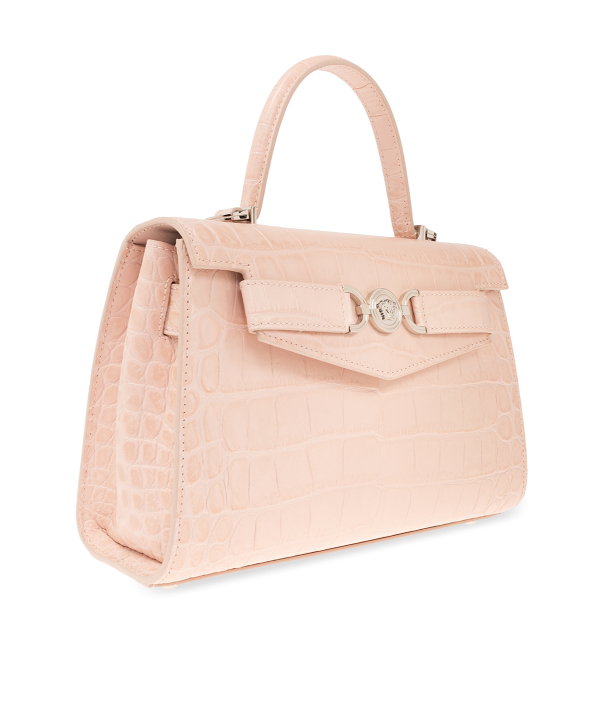 Versace Medium Crocodile-effect Mini Bag In Nude