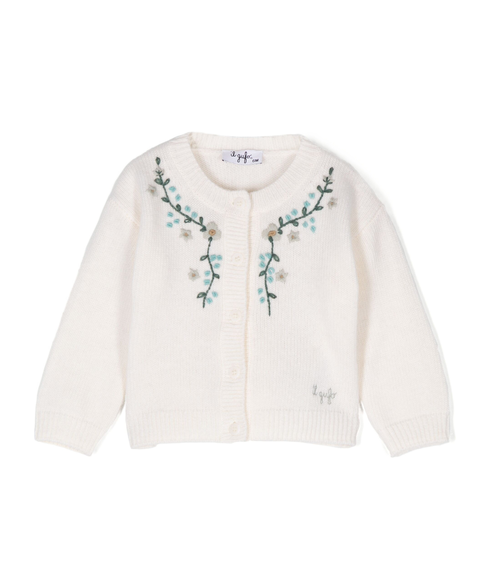 Il Gufo Floral-embroidered Cardigan In White