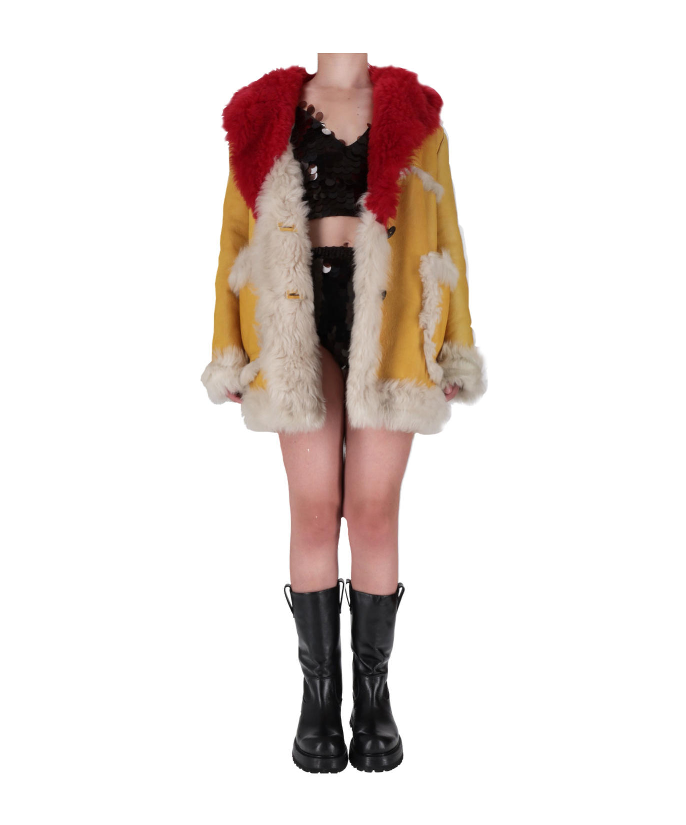 Prada Long-sleeved Coat In Multi