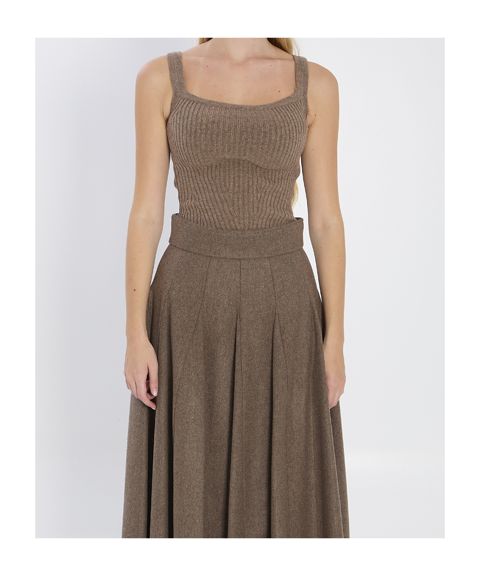 Max Mara Sleeveless Knitted Top In Brown