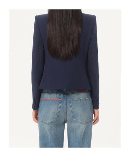 Valentino Tailored Bow-detail Jacket Crafted From Lightweight Viscose In Blue