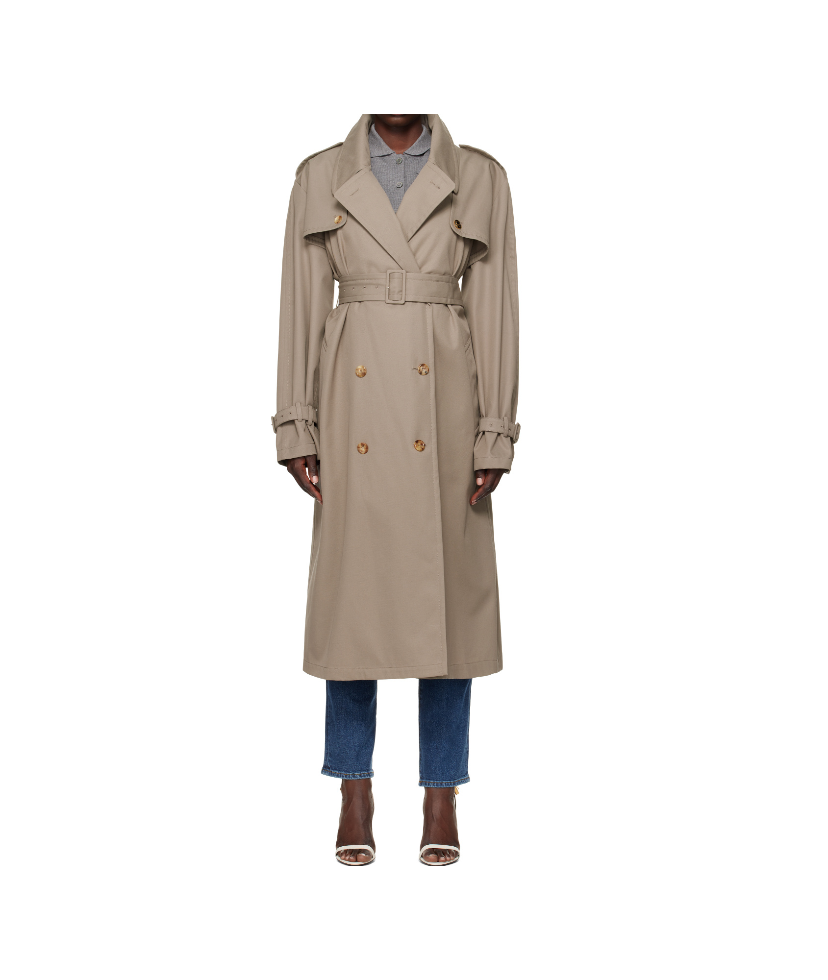 Moschino Tailored Twist Trench Coat In Green