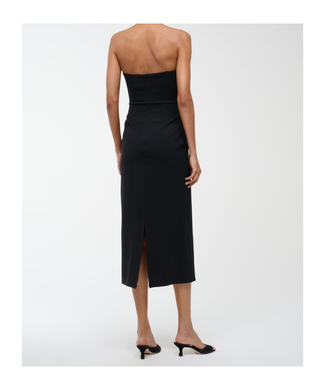 Staud Brooke Floral Beaded Strapless Cocktail Dress In Black