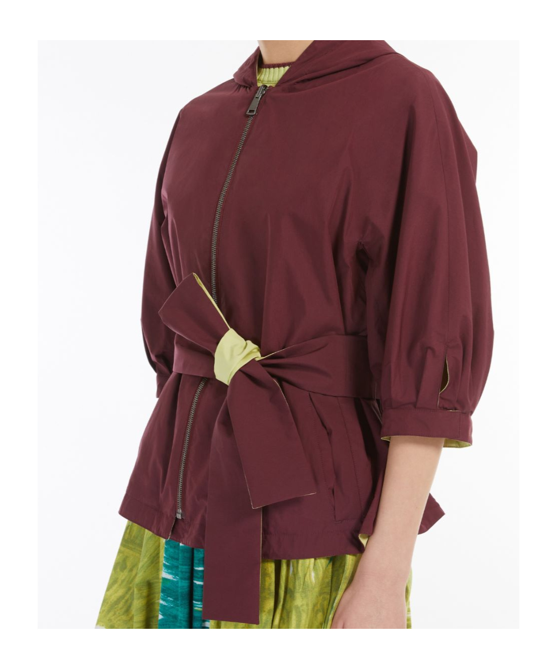 Weekend Max Mara Reversible Windbreaker In Water-repellent Fabric In Bordeaux Red