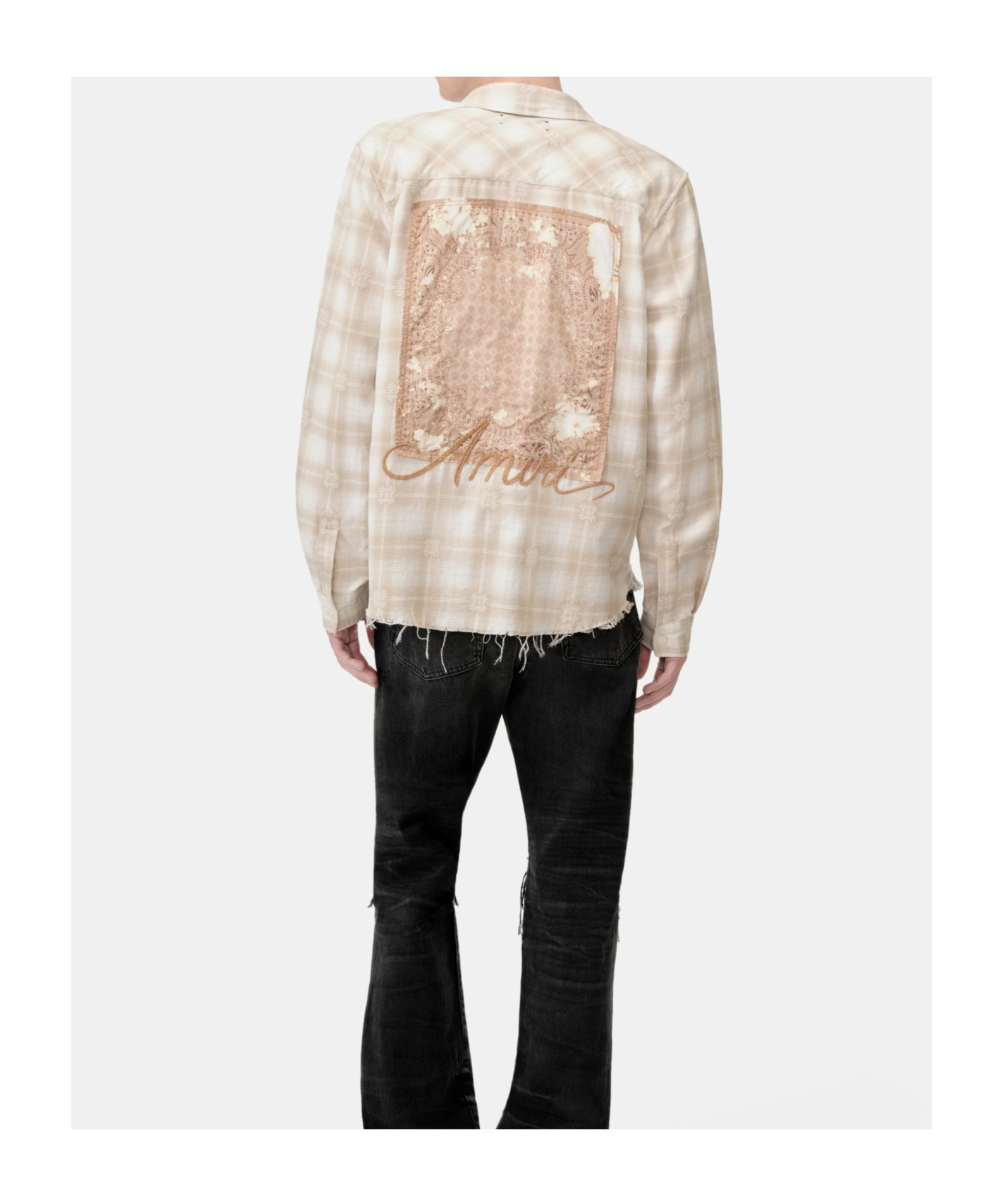 Amiri Bleach Bandana Patch Flannel Button-up Shirt In Multi