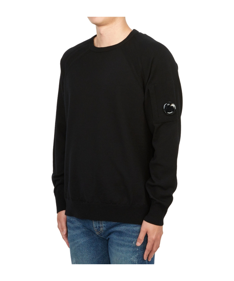 C.p. Company Lens-detailed Sweater In Black