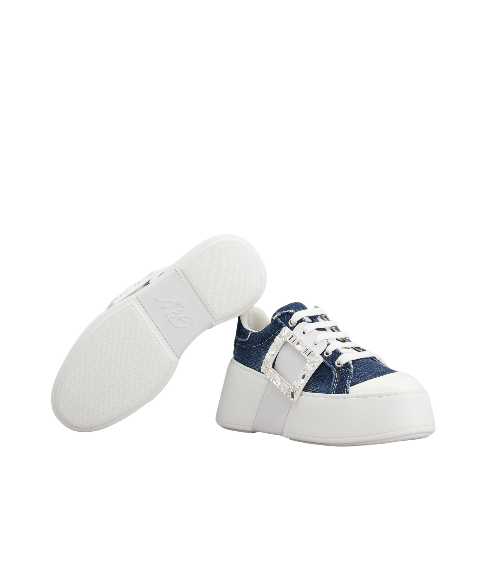 Shop Roger Vivier Viv' Skate Sneakers In Denim