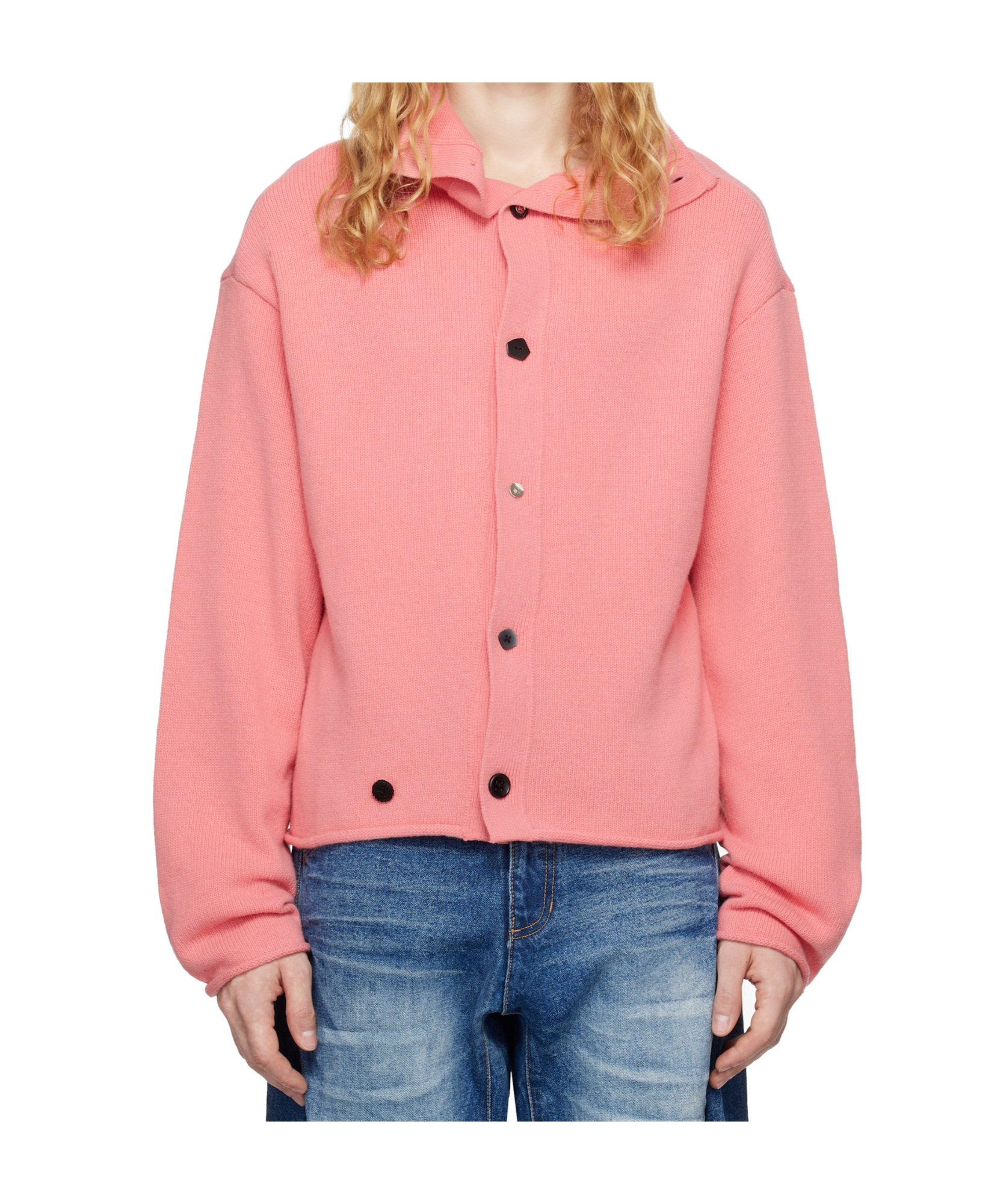 Ader Error Long-sleeved Cardigan In Pink