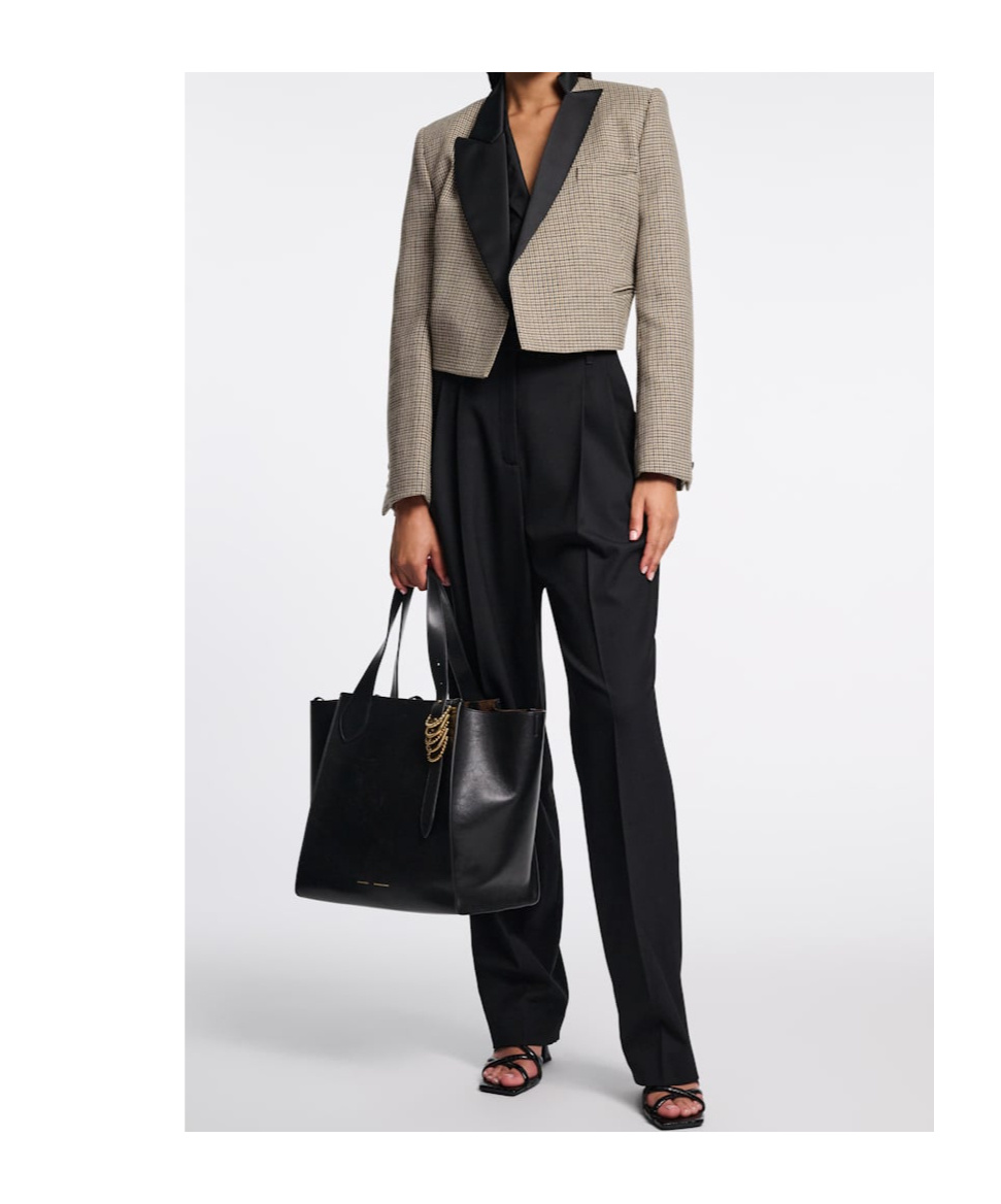 Shop Dorothee Schumacher Gaphic Elegance Cropped Blazer In Multicolor