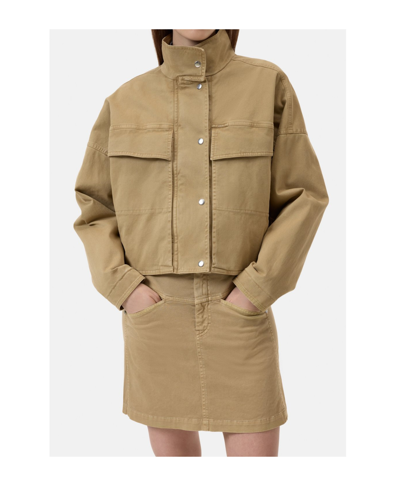Closed Signature Stretch-cotton Twill Jacket In Brown