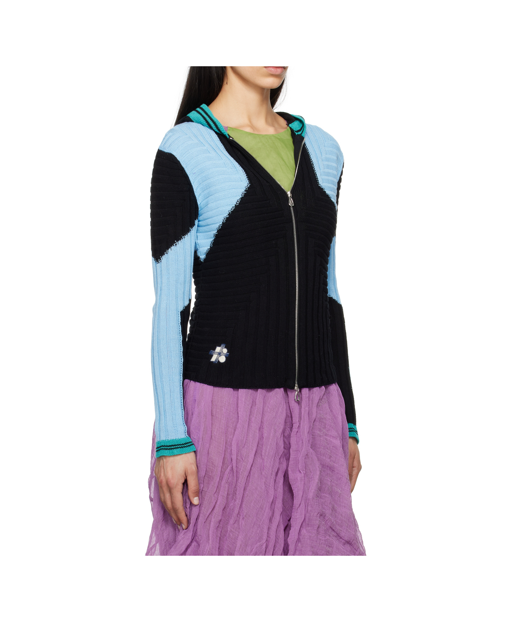 Kiko Kostadinov Quimby Fitted Knit Hoodie In Blue