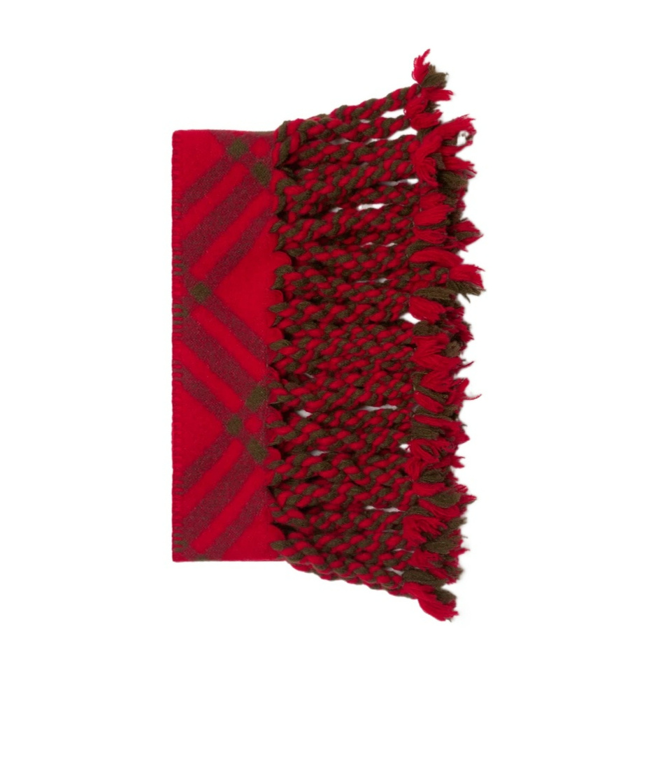 Burberry Check Wool Scarf In Red