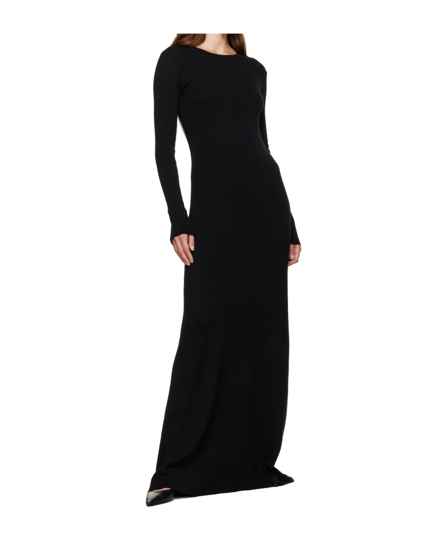 Ann Demeulemeester Black Eva Long Open Back Knitted Maxi Dress In Black
