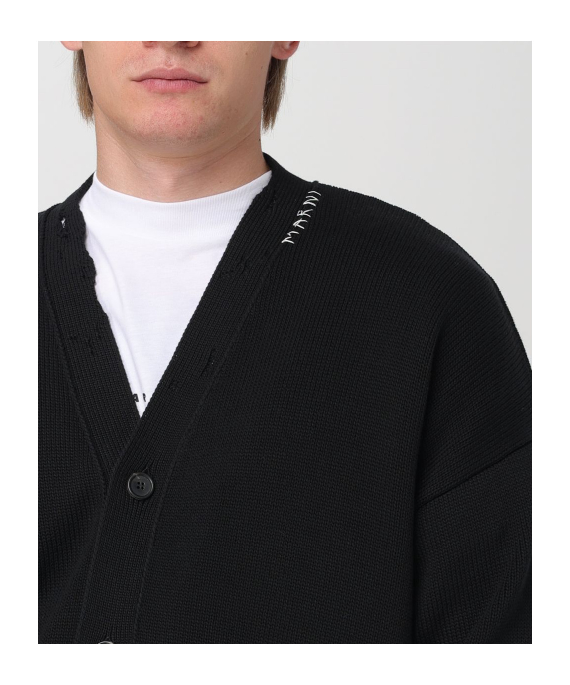 Marni Logo-embroidered Cotton Cardigan In Black