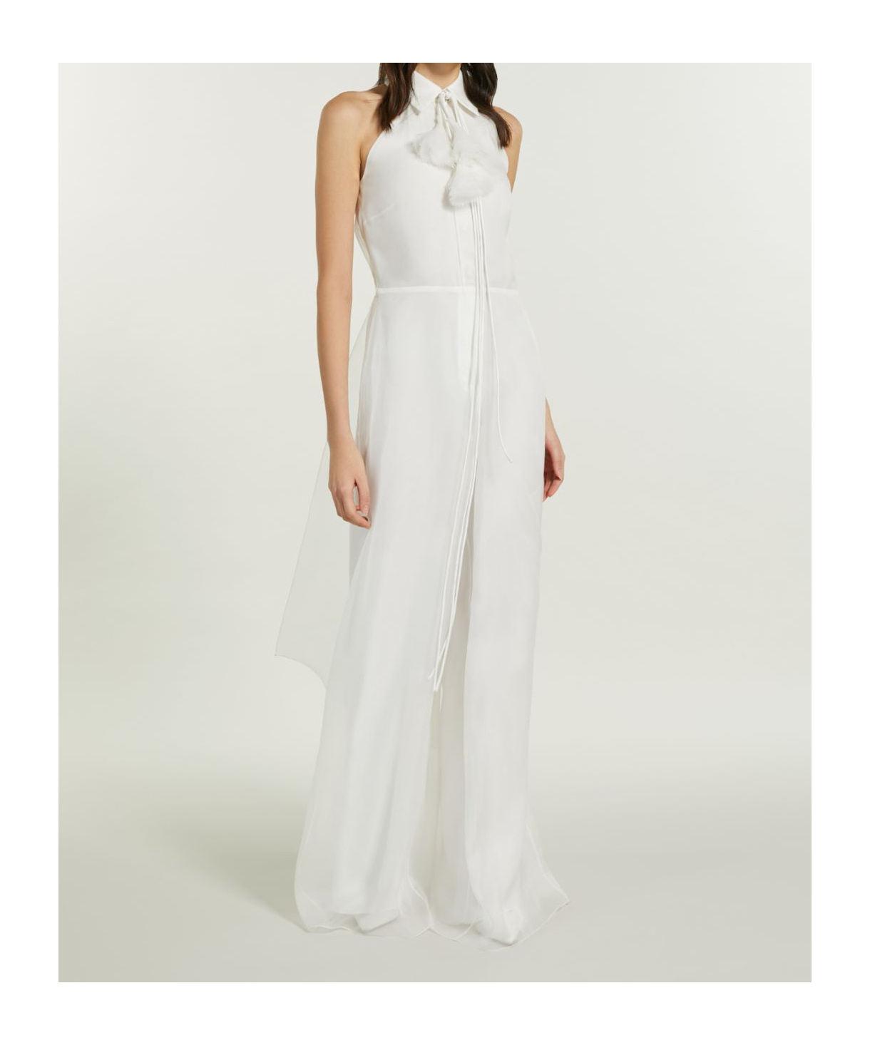 Max Mara Mono De Organza De Seda In White
