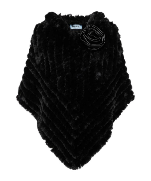 Blugirl Artificial Fur Patch Cape In Blue