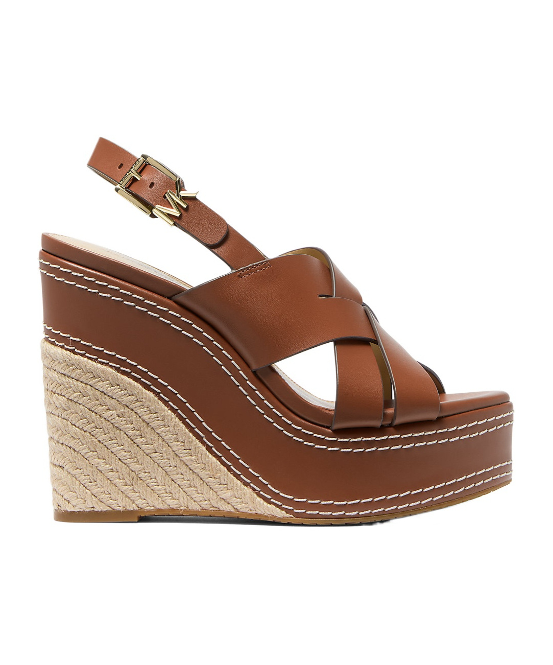 Michael Michael Kors Nora Leather Wedge Sandal In Brown