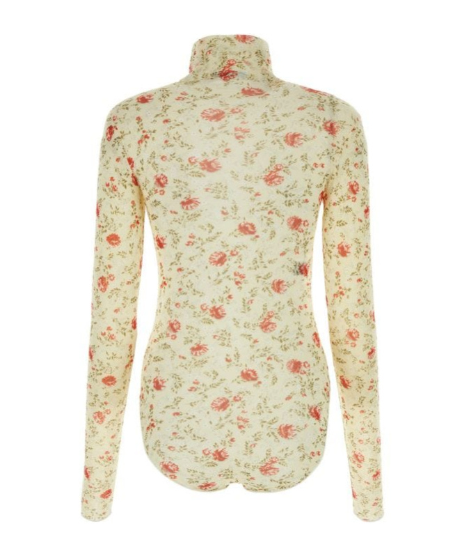 Prada Printed Nylon Bodysuit In Red