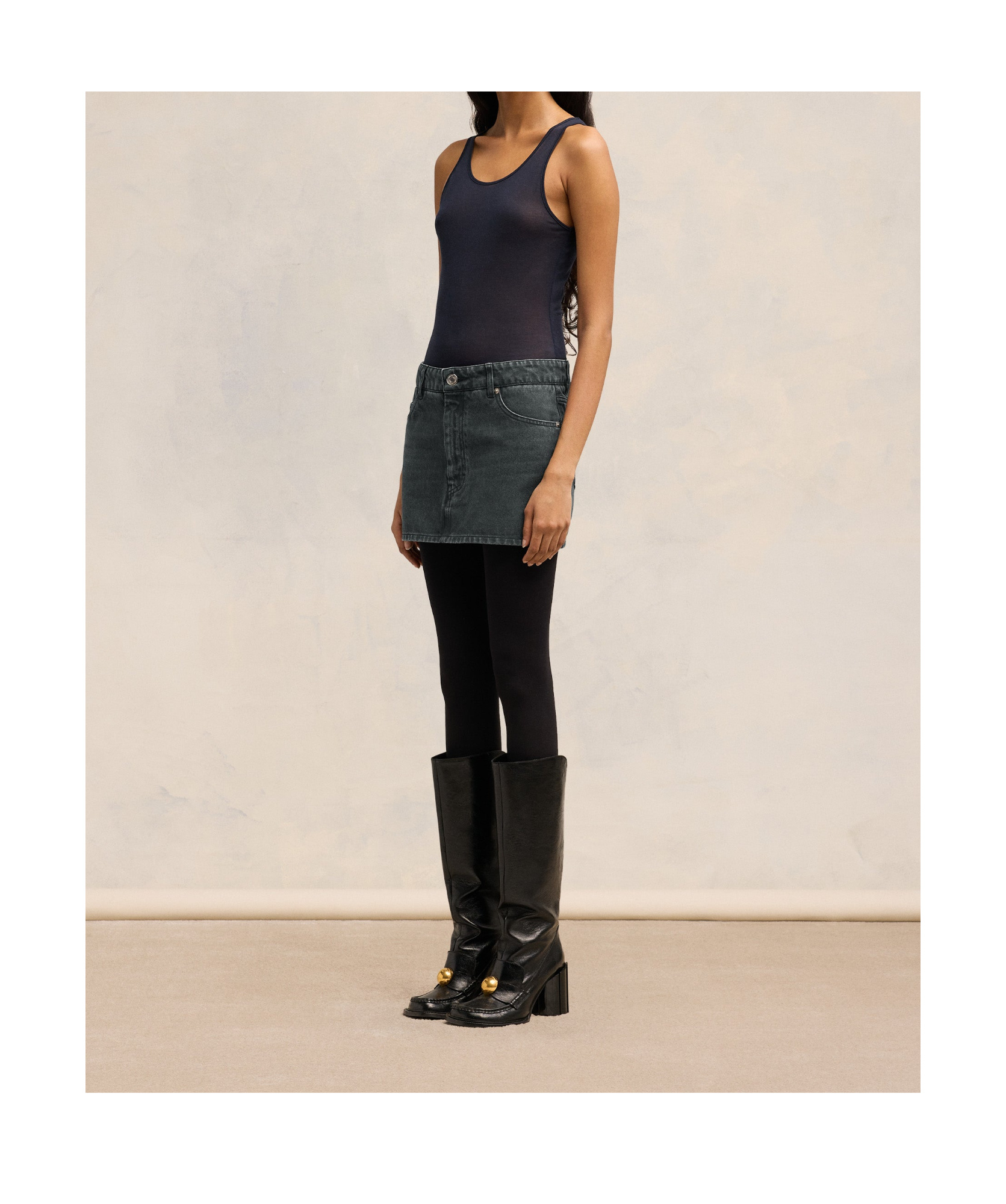 Ami Alexandre Mattiussi Logo-patch Cotton Skirt In Black