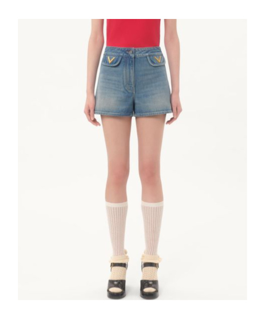 Valentino Denim Shorts In Blue
