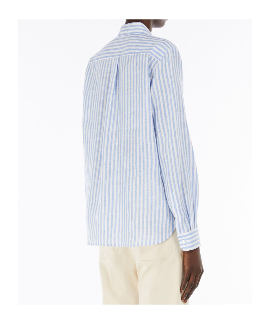 Weekend Max Mara Gestreiftes Hemd Aus Leinen In Light Blue