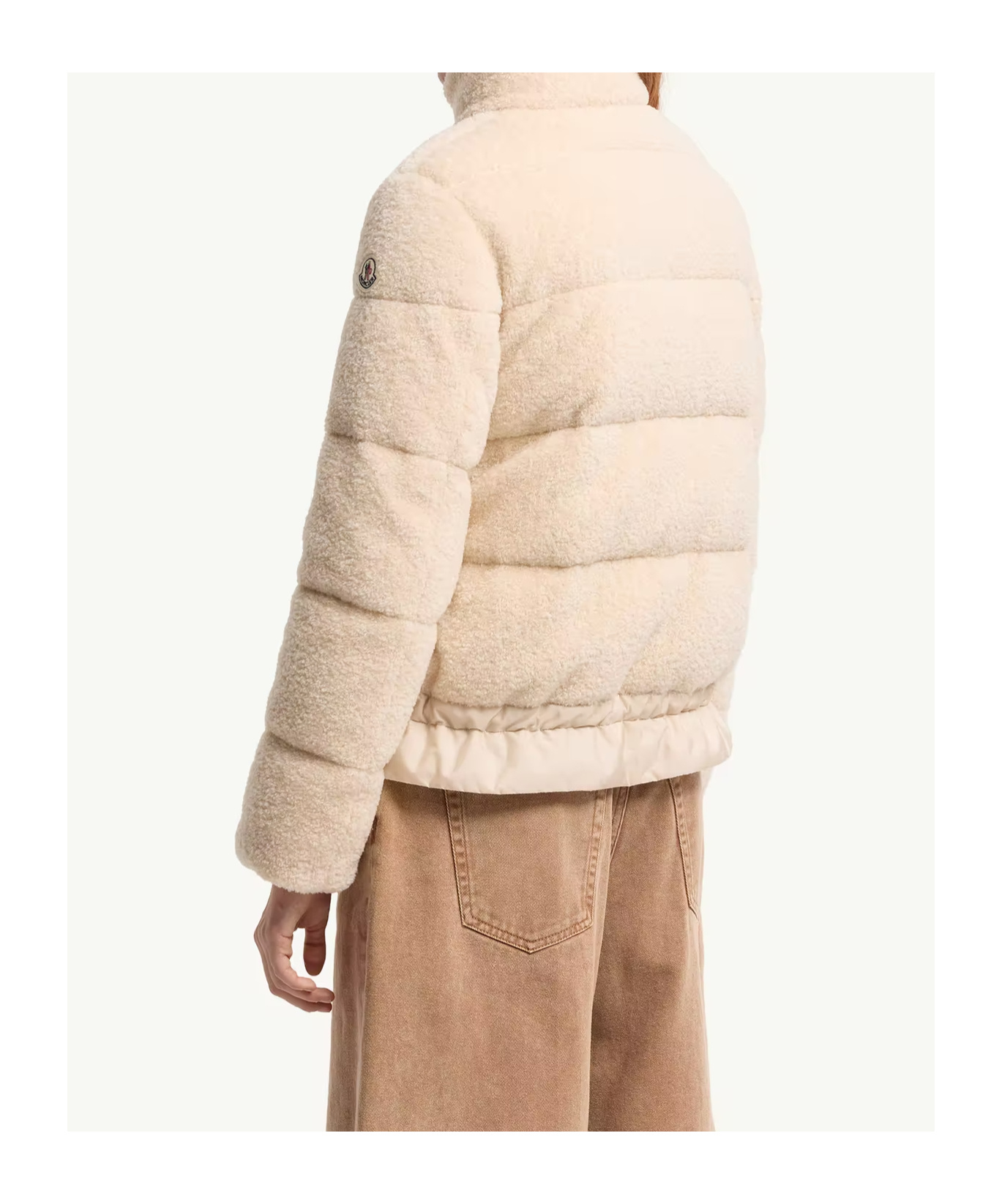 Moncler Cedre Teddy Short Down Jacket In Neutral
