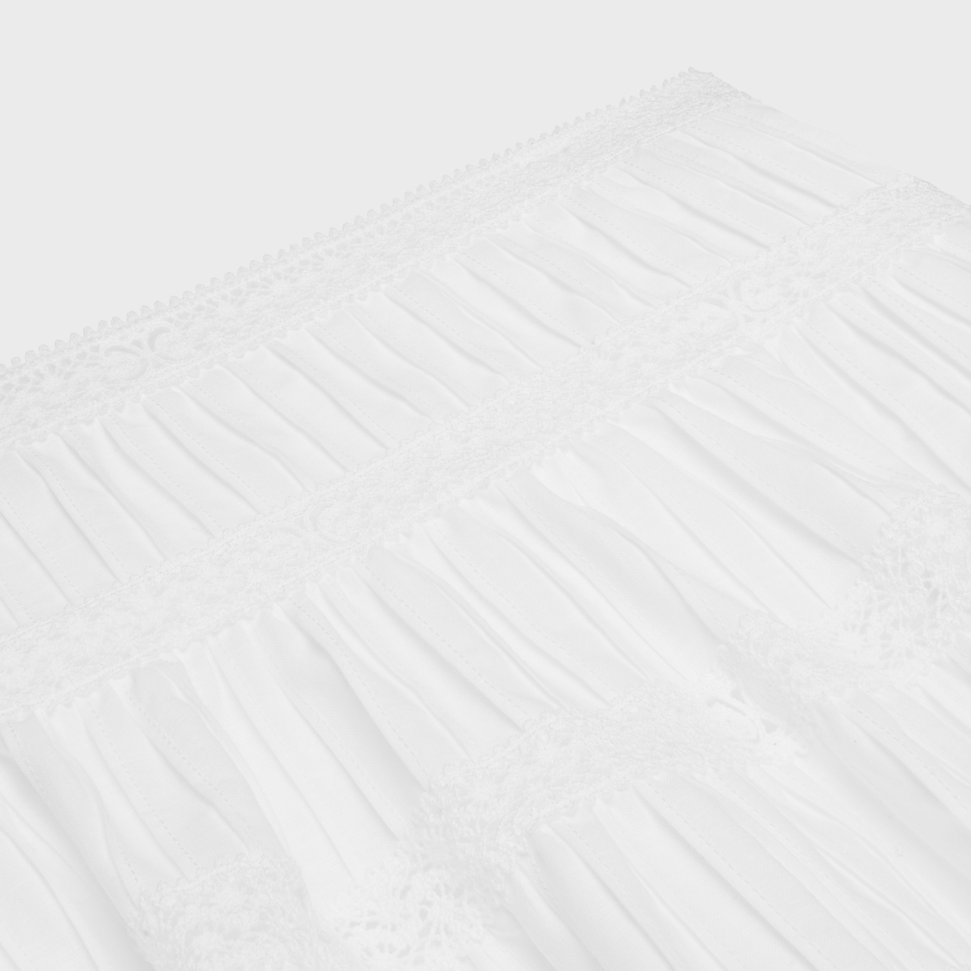 Celine Mini Skirt With Embroidered Trims In Batiste Cotton In White