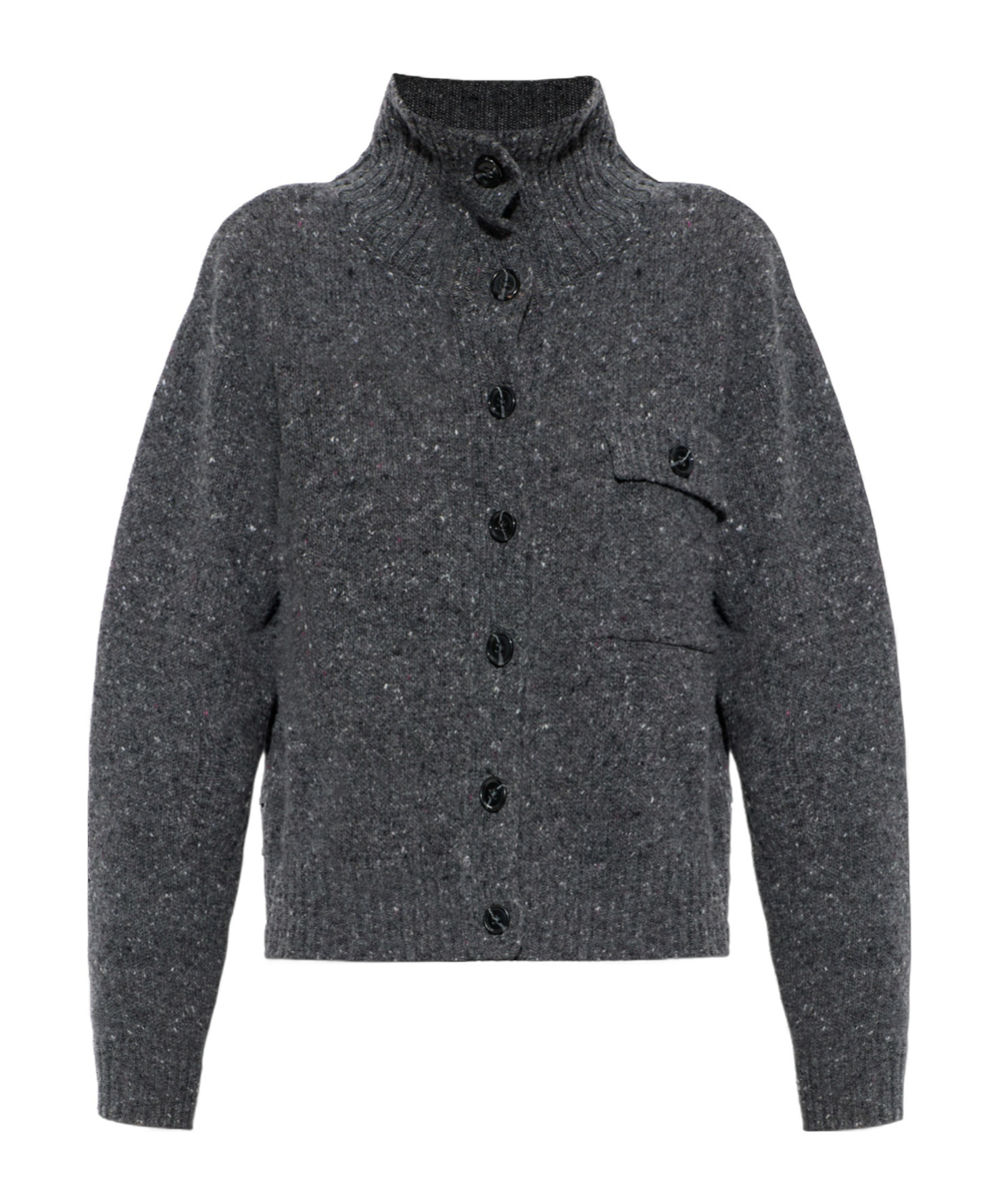 Samsoe & Samsoe High-neck Long-sleeved Cardigan In Gray