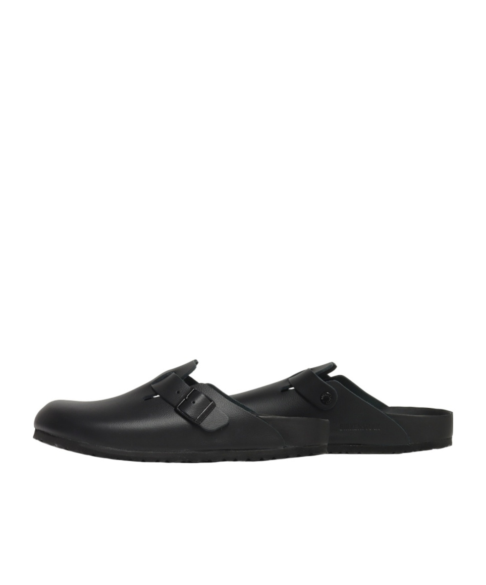 Birkenstock Boston Leather Buckled Clogs In Black