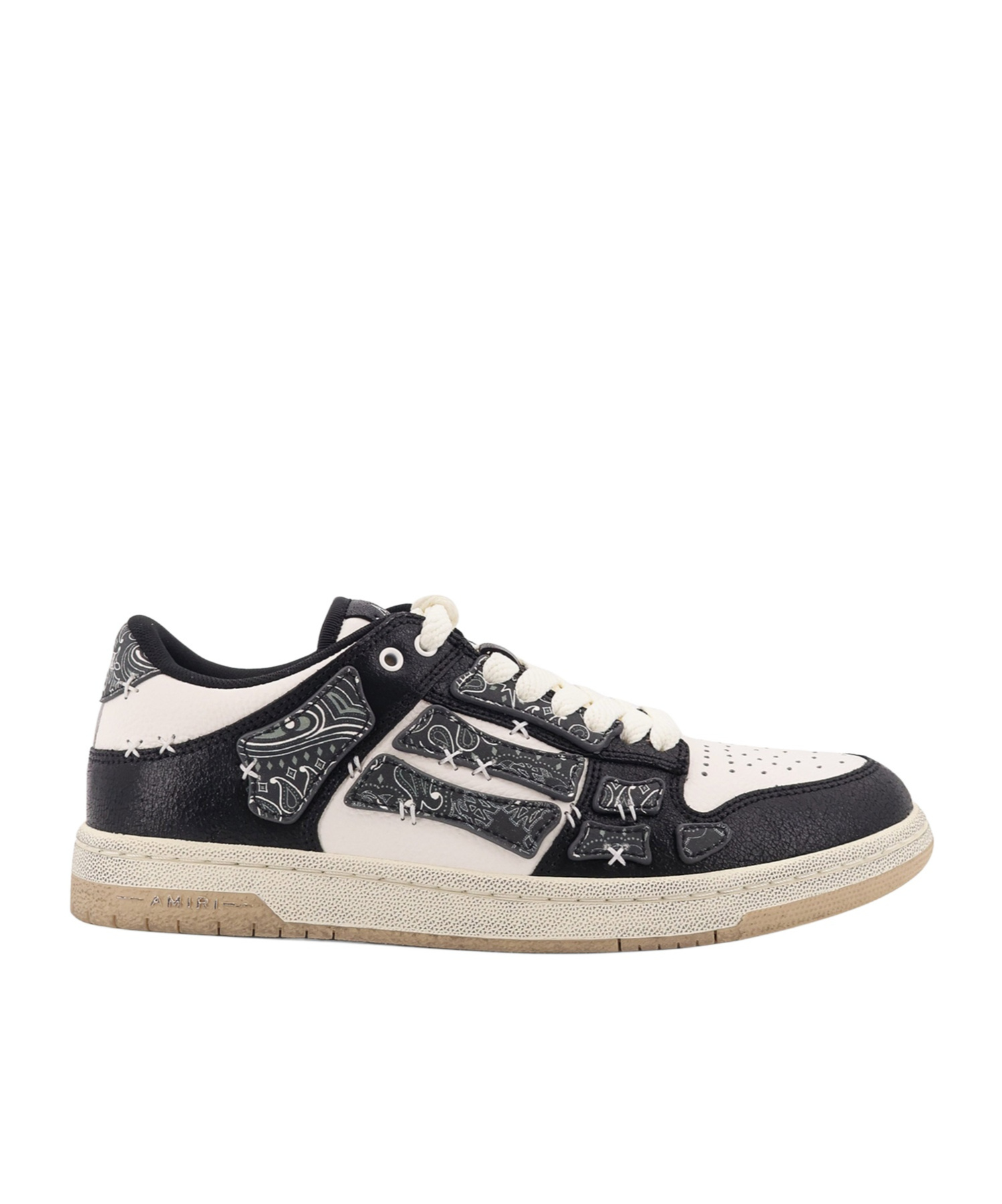 Amiri Skel Top Black Low Top Sneakers With Logo Patch On The Tongue And Logo Lettering On The Heel In Leat In Black