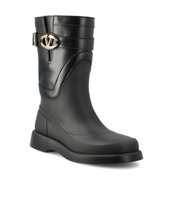 Valentino Rain Boots With Vlogo, The Bold Edition In Black