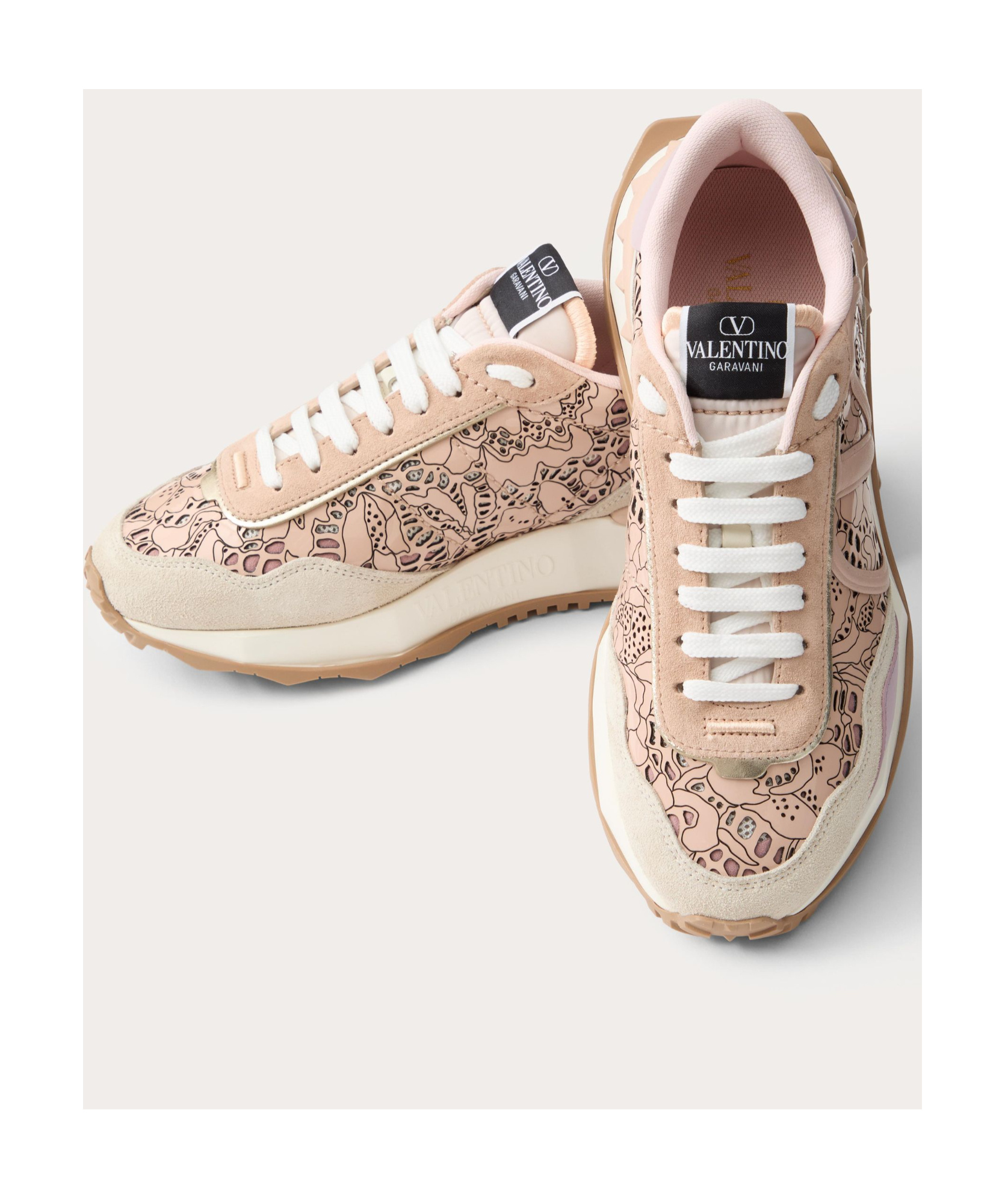 Valentino Garavani Rockstud Lace-up Sneakers In Nude