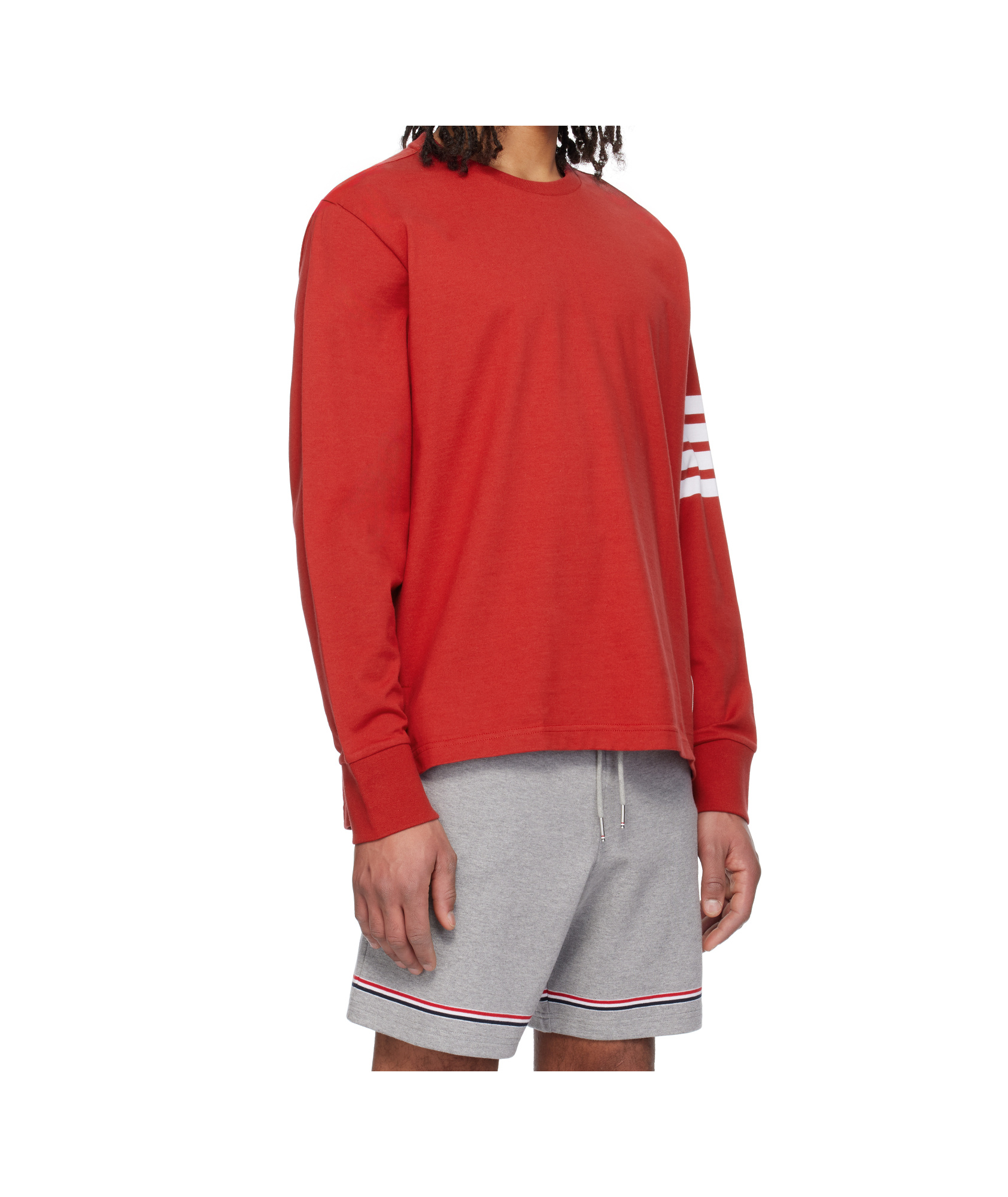 Shop Thom Browne 4-bar Stripe Cotton T-shirt In Red