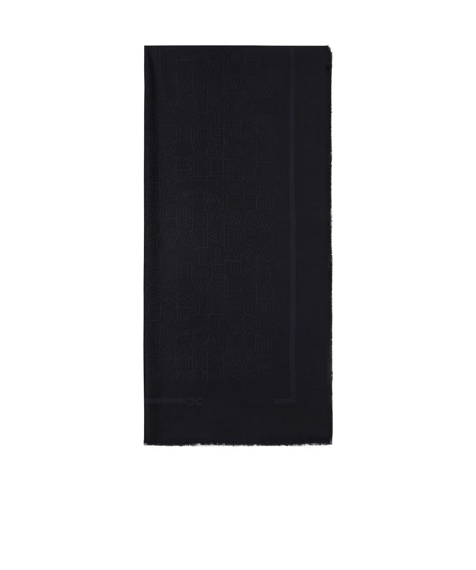 ELISABETTA FRANCHI LOGO-JACQUARD FRAYED SCARF