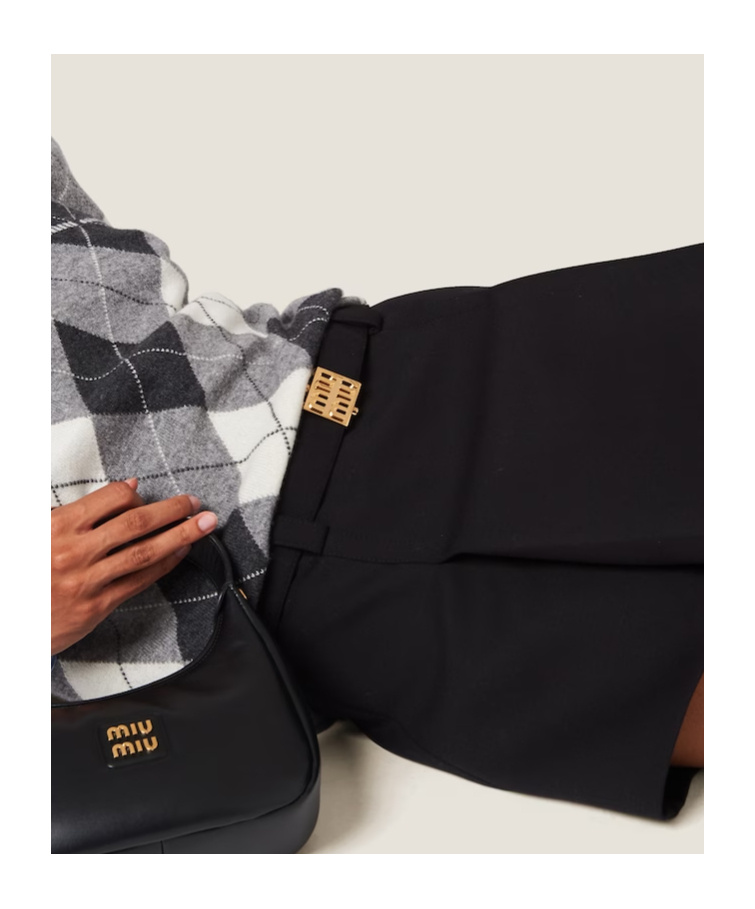 Miu Miu Grain De Poudre Miniskirt In Black