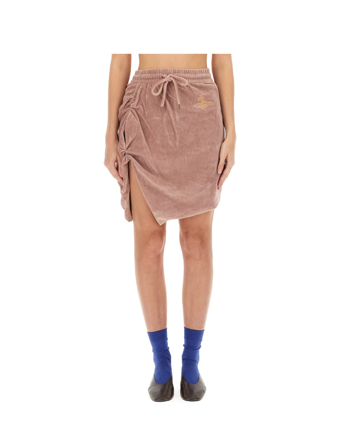 Vivienne Westwood Asymmetric Hem Drawstring Waist Skirt In Brown