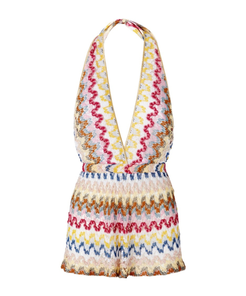 Shop Missoni Zigzag-woven Playsuit In Multicolor