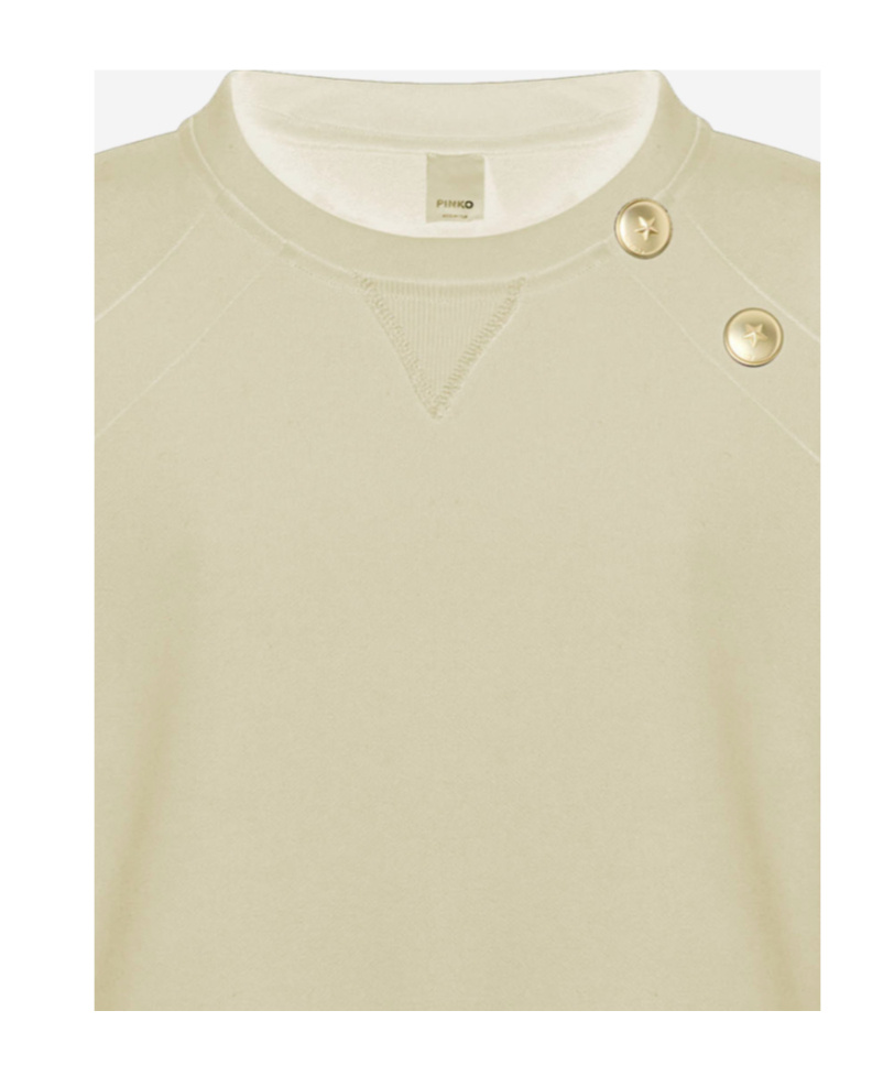 Pinko Cotton Sweatshirt With Buttons In Neutral