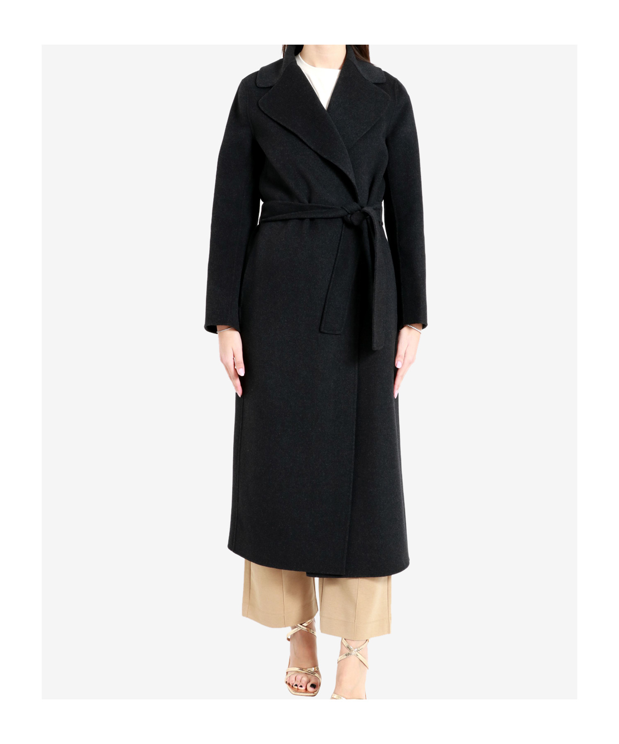 Max Mara Long-sleeved Coat In Black