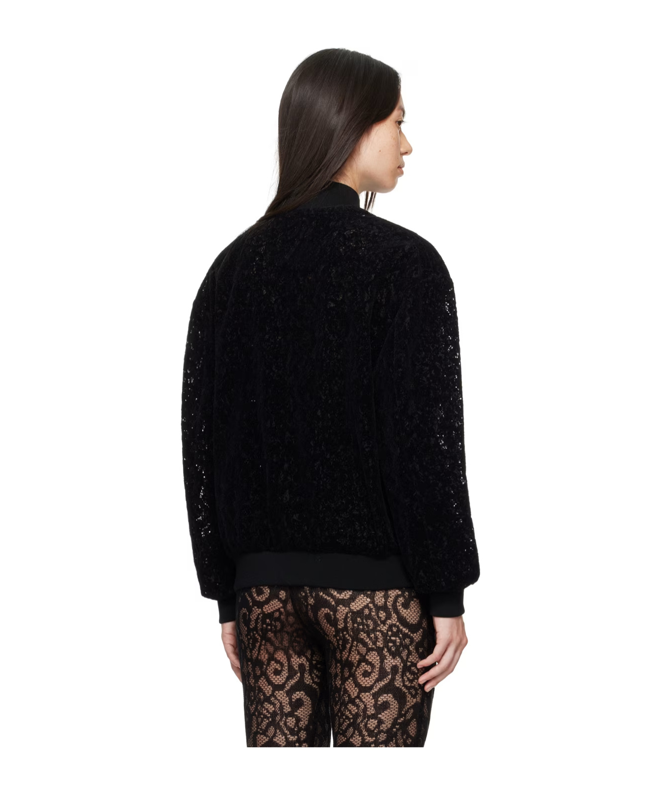 Moschino Lace Zipper Casual Jacket In Black