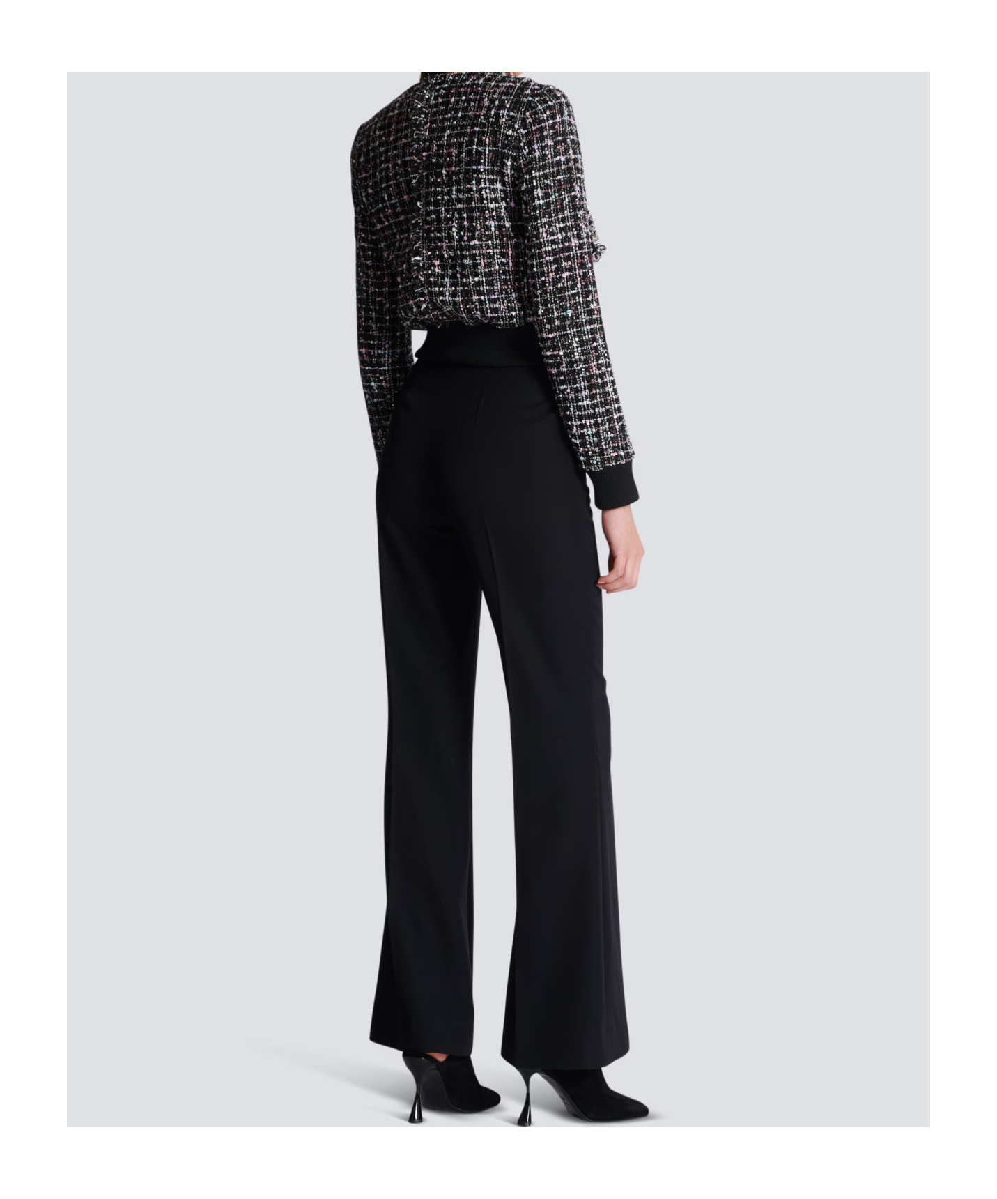 Shop Balmain Tweed Jacket With Buttons In Black